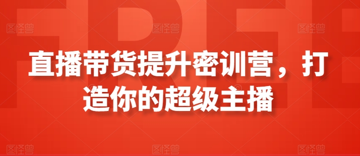 直播带货提升密训营，打造你的超级主播-搞钱花