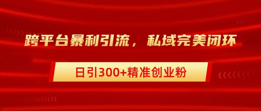 跨平台暴力引流,私域完美闭环,日引300+精准创业粉-搞钱花