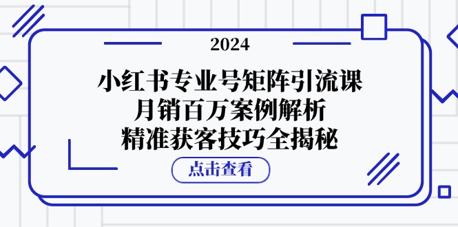 小红书专业号矩阵引流课，月销百万案例解析，精准获客技巧全揭秘-搞钱花