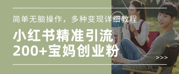 小红书混剪日引200+宝妈创业粉，简单无脑操作，多种变现详细教程-搞钱花