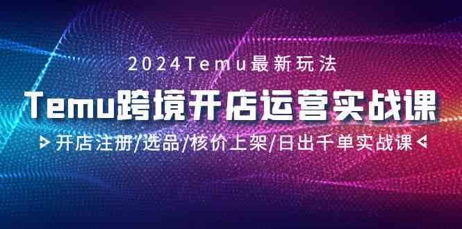 2024Temu跨境开店运营实战课，开店注册/选品/核价上架/日出千单实战课-搞钱花