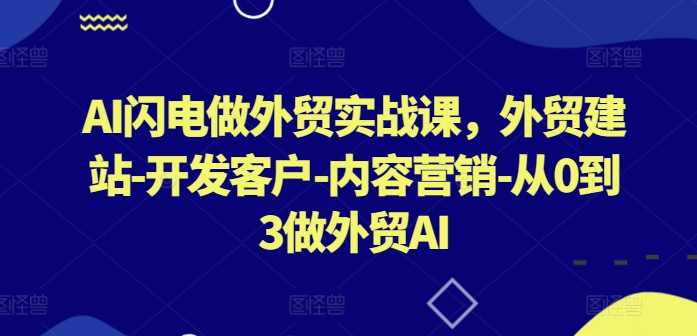 AI闪电做外贸实战课，​外贸建站-开发客户-内容营销-从0到3做外贸AI-搞钱花