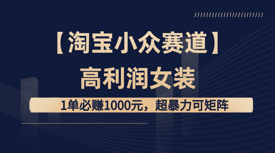 【淘宝小众赛道】高利润女装:1单必赚1000元,超暴力可矩阵-搞钱花