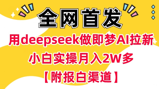 用deepseek做即梦Ai拉新 小白实操月入过W+【附报白渠道】-搞钱花