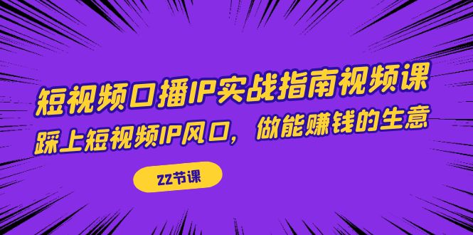 短视频口播IP实战指南视频课,踩上短视频IP风口,做能赚钱的生意(22节课)-搞钱花