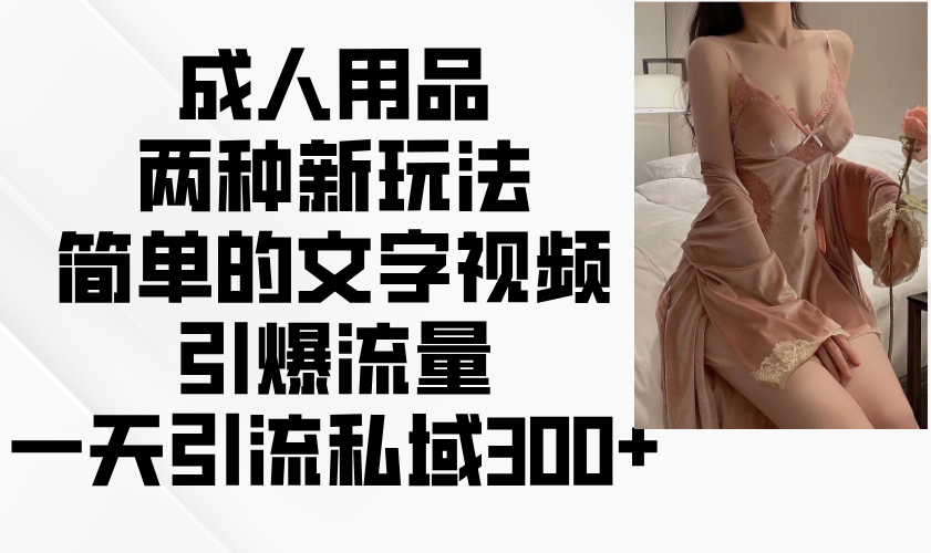 成人用品两种新玩法，简单的文字视频引爆流量，一天引流私域300+-搞钱花