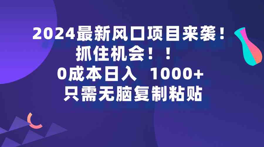 (9899期)2024最新风口项目来袭,抓住机会,0成本一部手机日入1000+,只需无脑复…-搞钱花