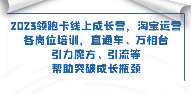 2023领跑·卡 线上成长营 淘宝运营各岗位培训 直通车 万相台 引力魔方 引流-搞钱花