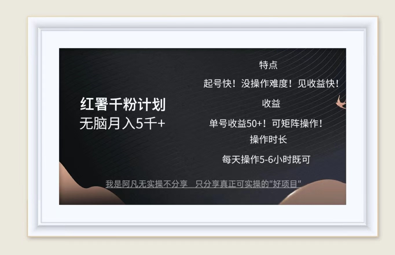 红薯千粉计划无脑月入5千+！既做既赚！-搞钱花