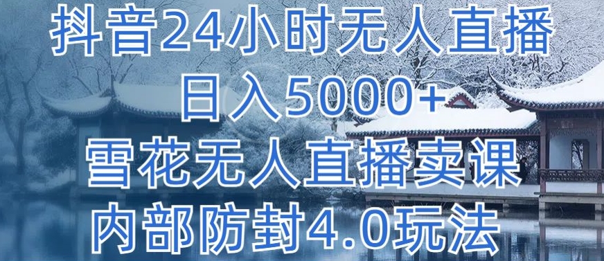 抖音24小时无人直播 日入5000+，雪花无人直播卖课，内部防封4.0玩法-搞钱花