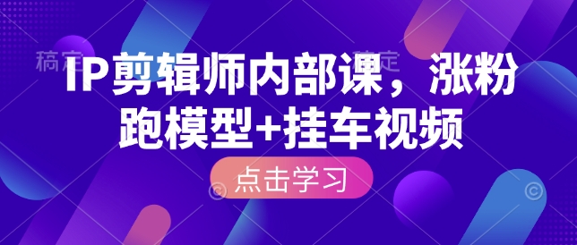 IP剪辑师内部课，涨粉跑模型+挂车视频-搞钱花