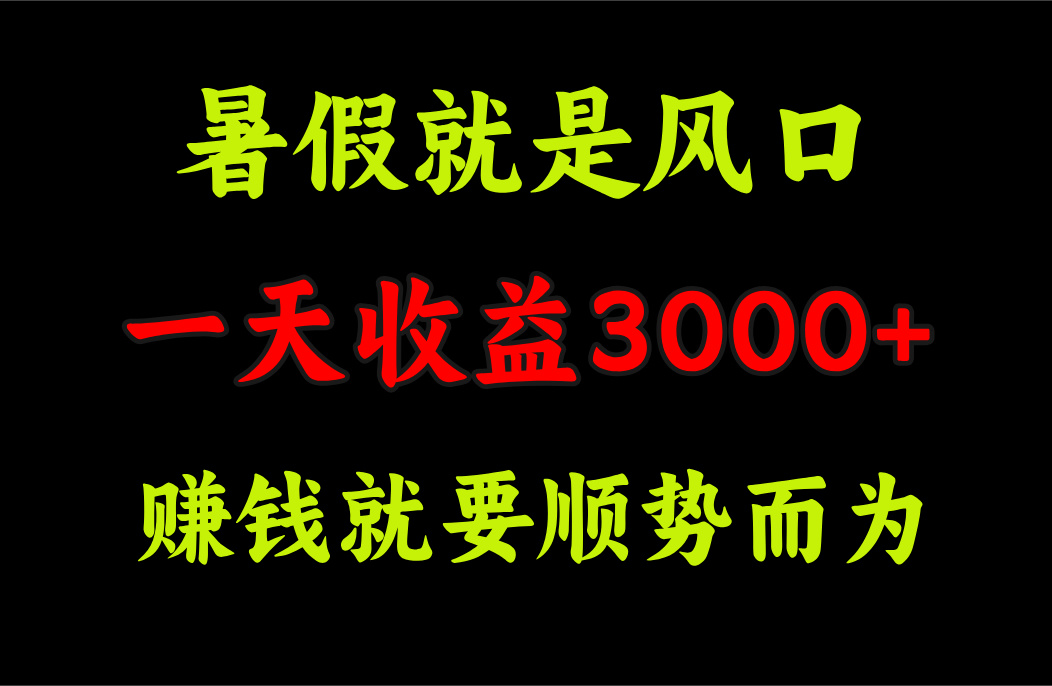 一天收益3000+ 赚钱就是顺势而为，暑假就是风口-搞钱花