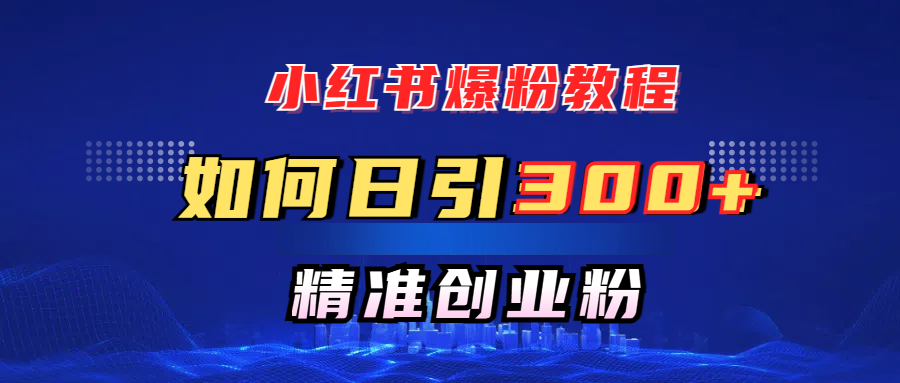 小红书爆粉教程,如何日引300+创业粉,快速实现精准变现!-搞钱花