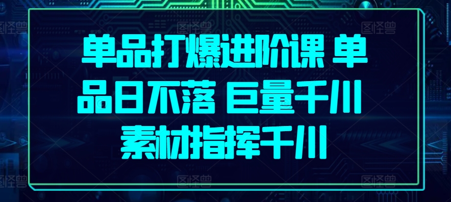 单品打爆进阶课 单品日不落 巨量千川 素材指挥千川-搞钱花