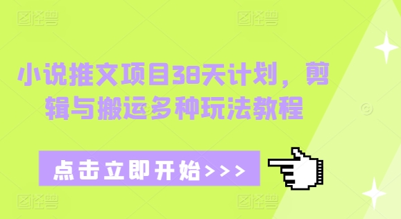 小说推文项目38天计划，剪辑与搬运多种玩法教程-搞钱花