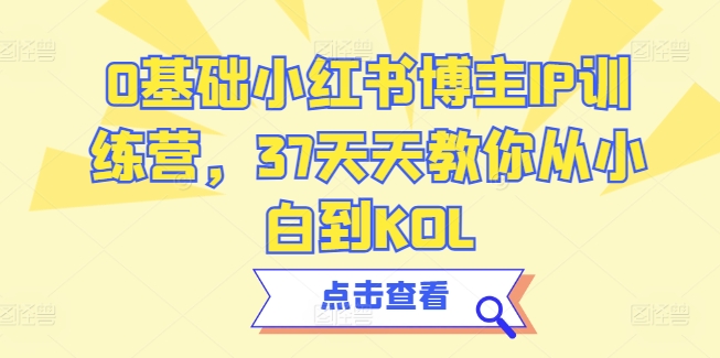 0基础小红书博主IP训练营，37天天教你从小白到KOL-搞钱花