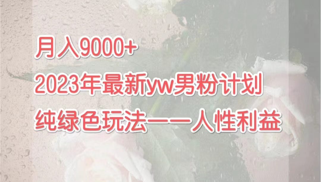 月入9000+2023年9月最新yw男粉计划绿色玩法——人性之利益-搞钱花