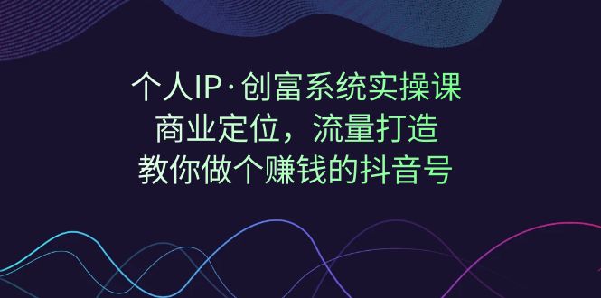 个人IP·创富系统实操课:商业定位,流量打造,教你做个赚钱的抖音号-搞钱花
