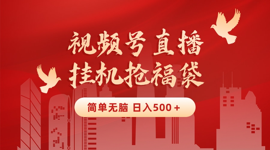 最新视频号直播挂机抢福袋项目,简单无脑,批量产出实物,轻松日入500+-搞钱花