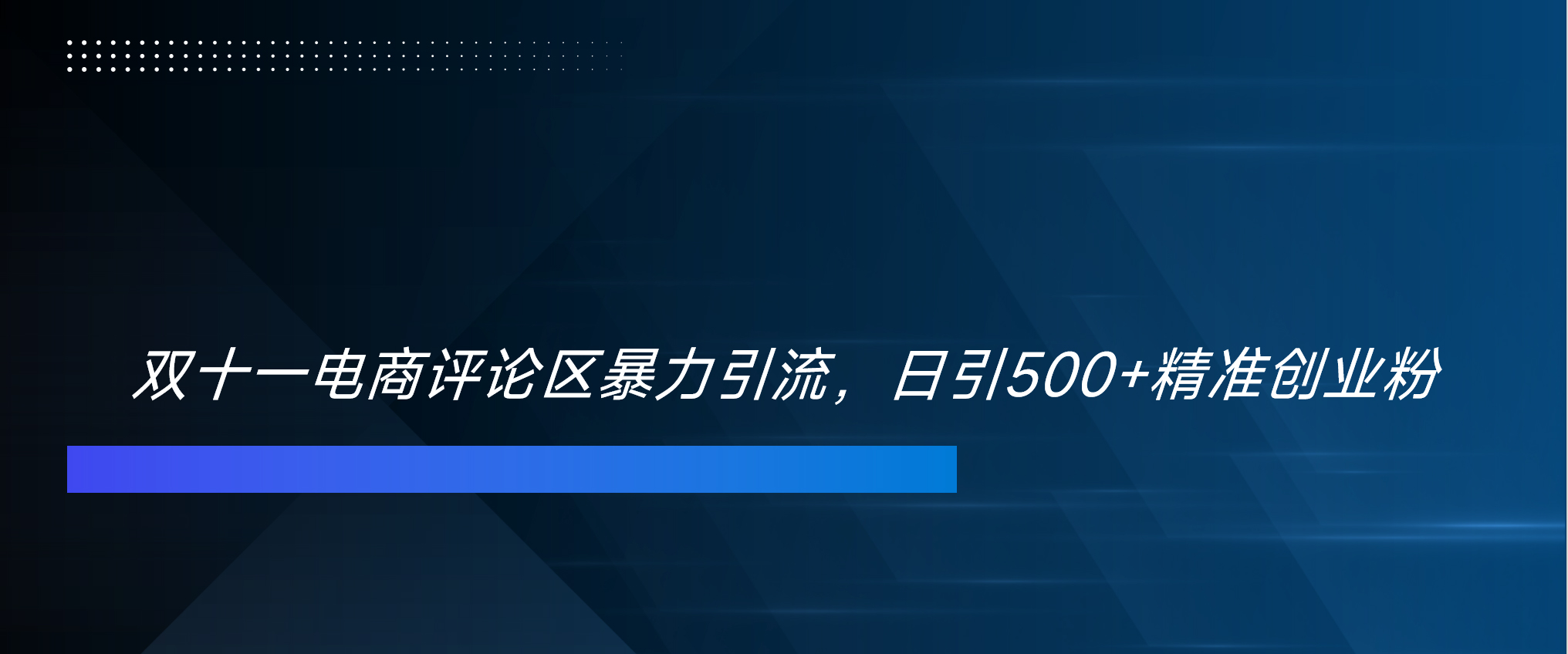 双十一电商评论区暴力引流,日引500+精准创业粉!!!-搞钱花