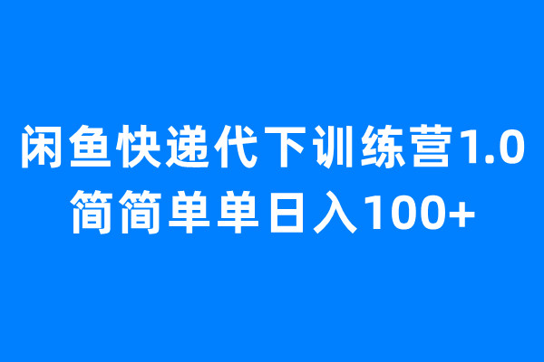 闲鱼快递代下训练营1.0,简简单单日入100+-搞钱花