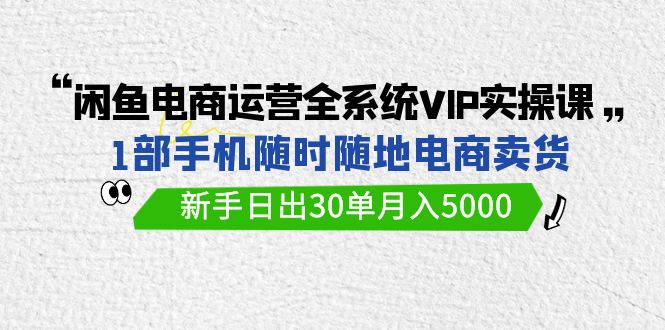 闲鱼电商运营全系统VIP实战课，1部手机随时随地卖货，新手日出30单月入5000-搞钱花