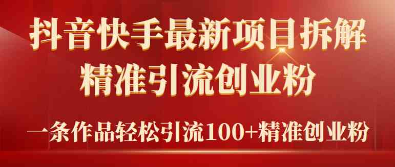 (9447期)2024年抖音快手最新项目拆解视频引流创业粉,一天轻松引流精准创业粉100+-搞钱花