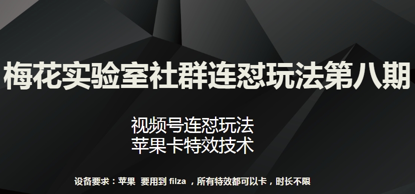 梅花实验室社群连怼玩法第八期，视频号连怼玩法 苹果卡特效技术-搞钱花