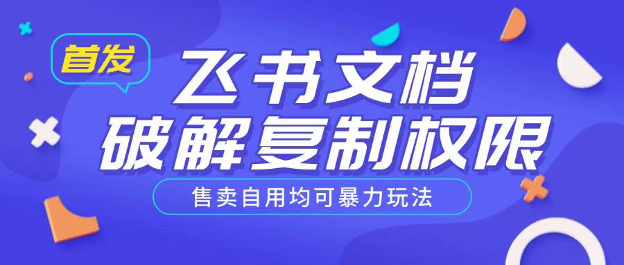 首发飞书文档破解复制权限，售卖自用均可暴力玩法-搞钱花