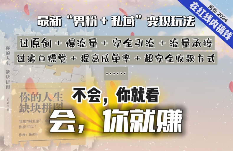 2024，“男粉+私域”还是最耐造、最赚、最轻松、最愉快的变现方式-搞钱花