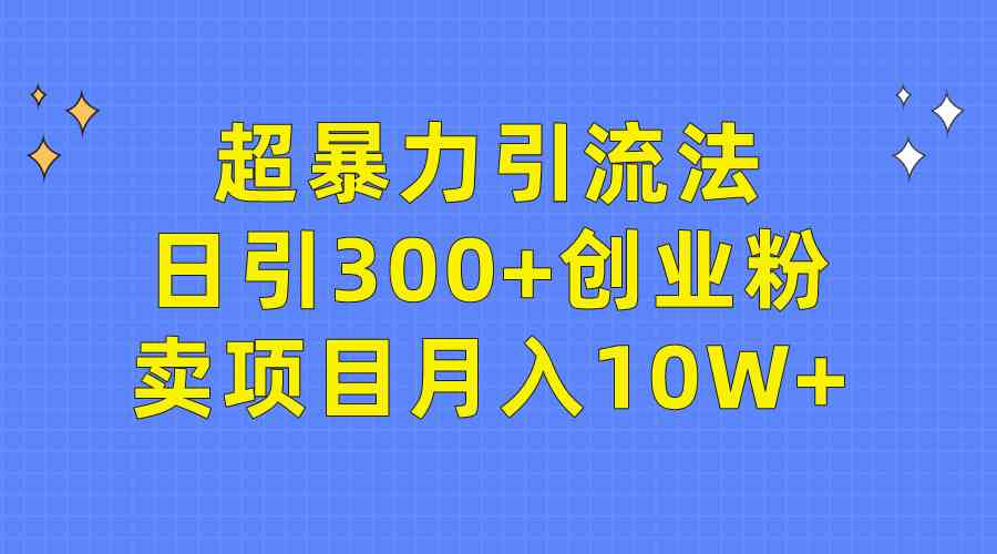 （9954期）超暴力引流法，日引300+创业粉，卖项目月入10W+-搞钱花