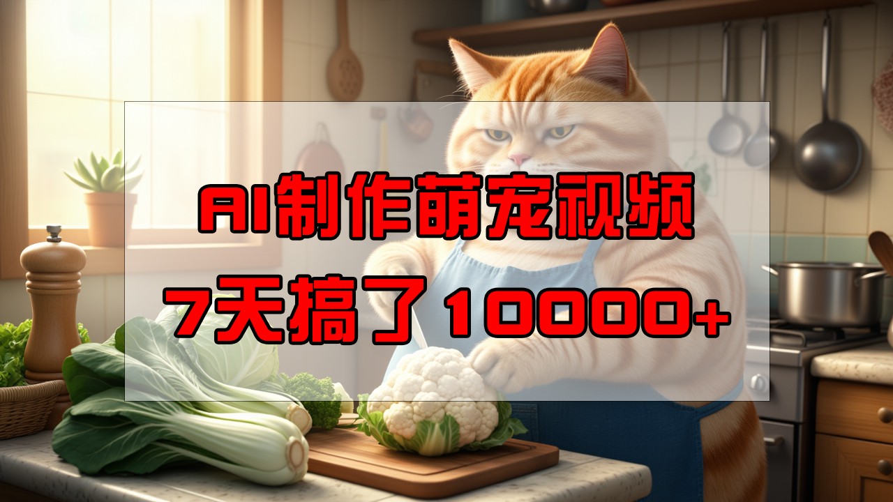 靠AI制作萌宠视频，7天搞了1万+，操作简单门槛低，有手机就行-搞钱花