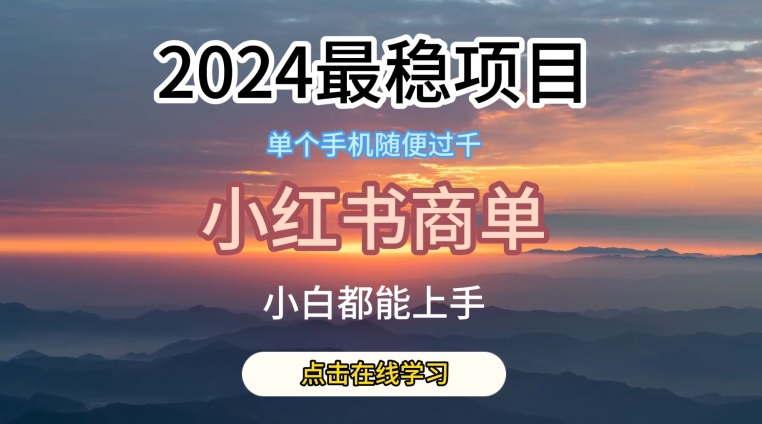 2024最稳蓝海项目，小红书商单项目，没有之一-搞钱花