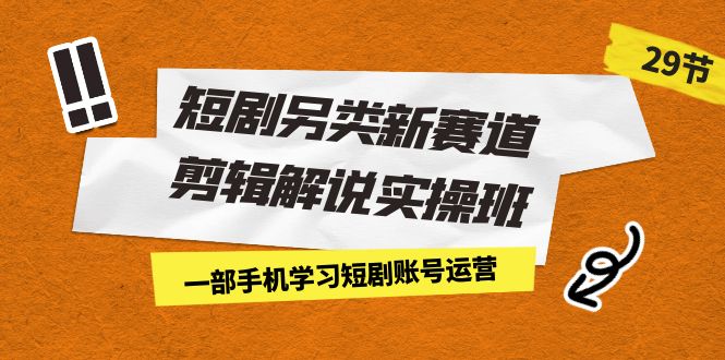 短剧另类新赛道剪辑解说实操班：一部手机学习短剧账号运营（29节 价值500）-搞钱花