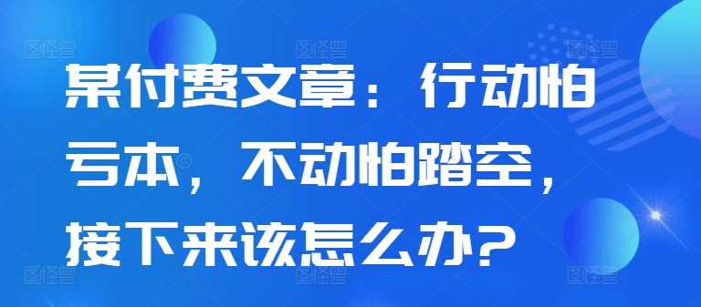 某付费文章：行动怕亏本，不动怕踏空，接下来该怎么办?-搞钱花