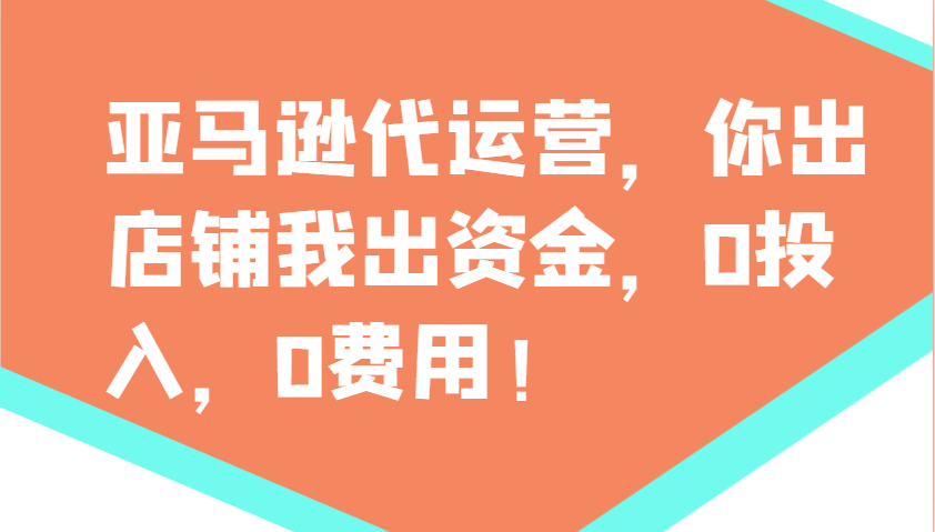 亚马逊代运营，你出店铺我出资金，0投入，0费用，无责任每天300分红，赢亏我承担-搞钱花