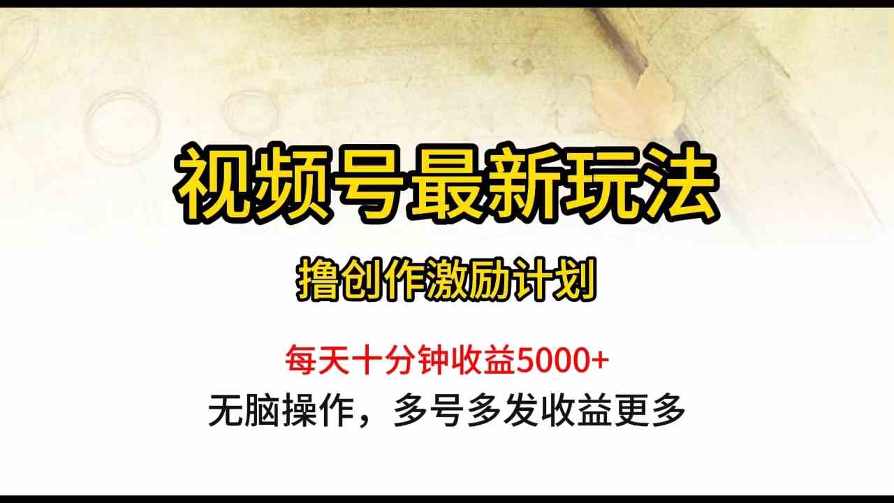 (10087期)视频号最新玩法,每日一小时月入5000+-搞钱花