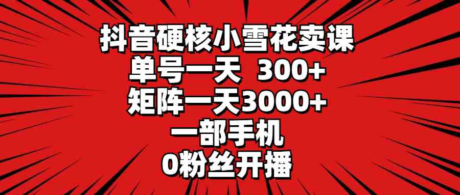 (9551期)抖音硬核小雪花卖课,单号一天300+,矩阵一天3000+,一部手机0粉丝开播-搞钱花