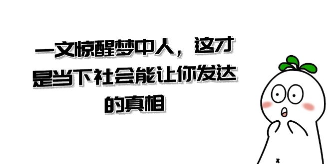 某公众号付费文章《一文 惊醒梦中人，这才是当下社会能让你发达的真相》-搞钱花