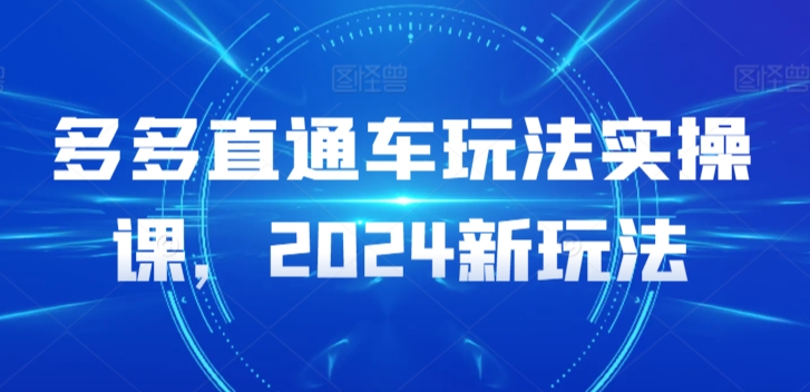 多多直通车玩法实操课,2024新玩法-搞钱花