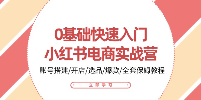 0基础快速入门小红书电商实战营：账号搭建/开店/选品/爆款/全套保姆教程-搞钱花