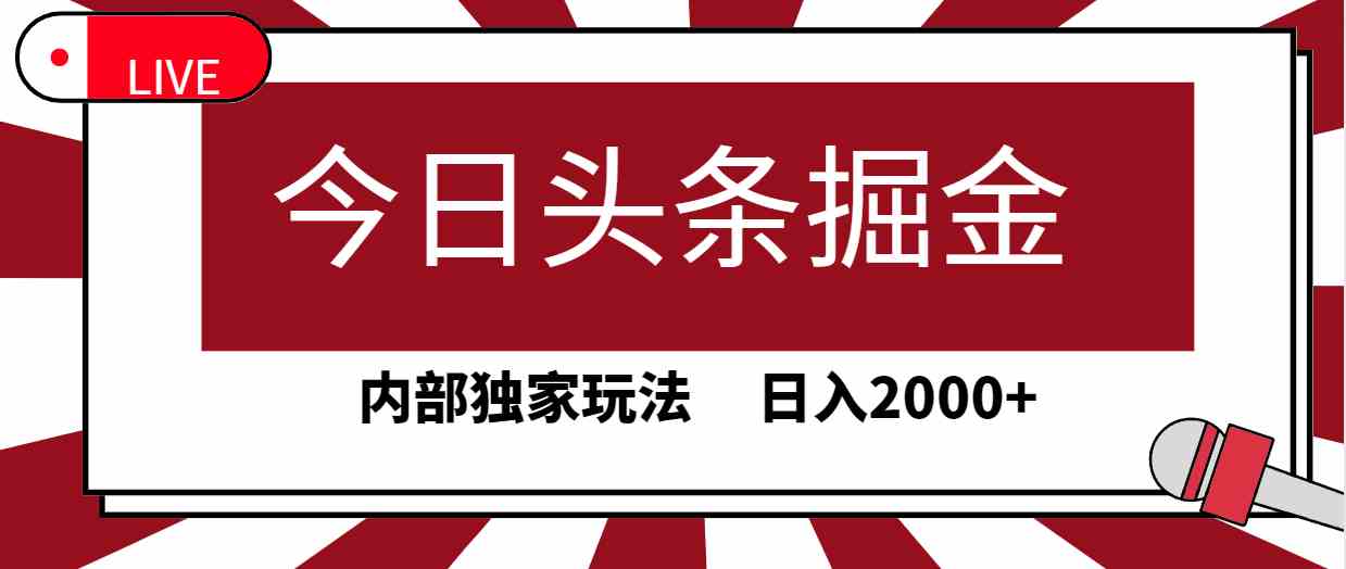 （9832期）今日头条掘金，30秒一篇文章，内部独家玩法，日入2000+-搞钱花