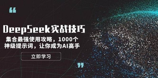 DeepSeek实战技巧：集合最强使用攻略，1000个神级提示词，让你成为AI高手-搞钱花