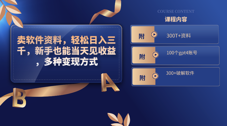 卖软件资料,轻松日入三千,新手也能当天见收益,多种变现方式-搞钱花