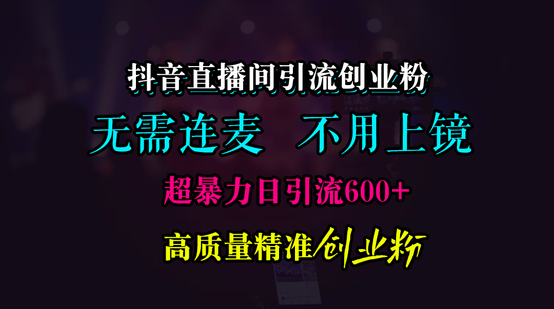 抖音直播间引流创业粉，无需连麦、无需上镜，超暴力日引流600+高质量精准创业粉-搞钱花