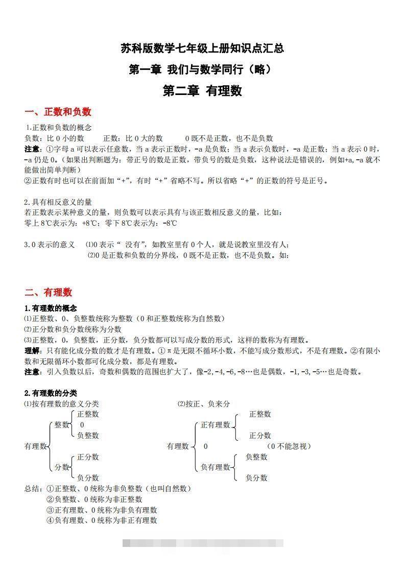 1.苏科版数学七年级上册知识点总结-搞钱花