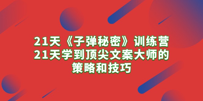 （10209期）21天《子弹秘密》训练营，21天学到顶尖文案大师的策略和技巧-搞钱花
