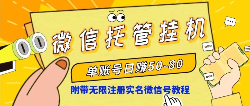 （10217期）微信托管挂机，单号日赚50-80，项目操作简单（附无限注册实名微信号教程）-搞钱花