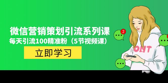 价值百万的微信营销策划引流系列课，每天引流100精准粉（5节视频课）-搞钱花