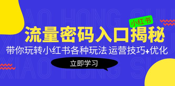小红书流量密码入口揭秘：带你玩转小红书各种玩法 运营技巧+优化！-搞钱花
